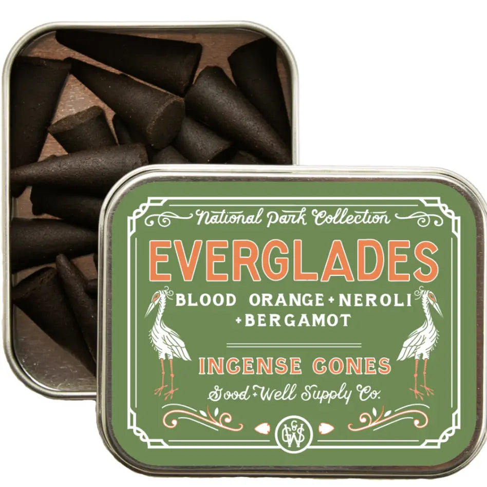 Good and Well Supply Co Incense Cone in Everglades scent, featuring a refreshing blend of blood orange, neroli, and bergamot for a vibrant and uplifting aroma.