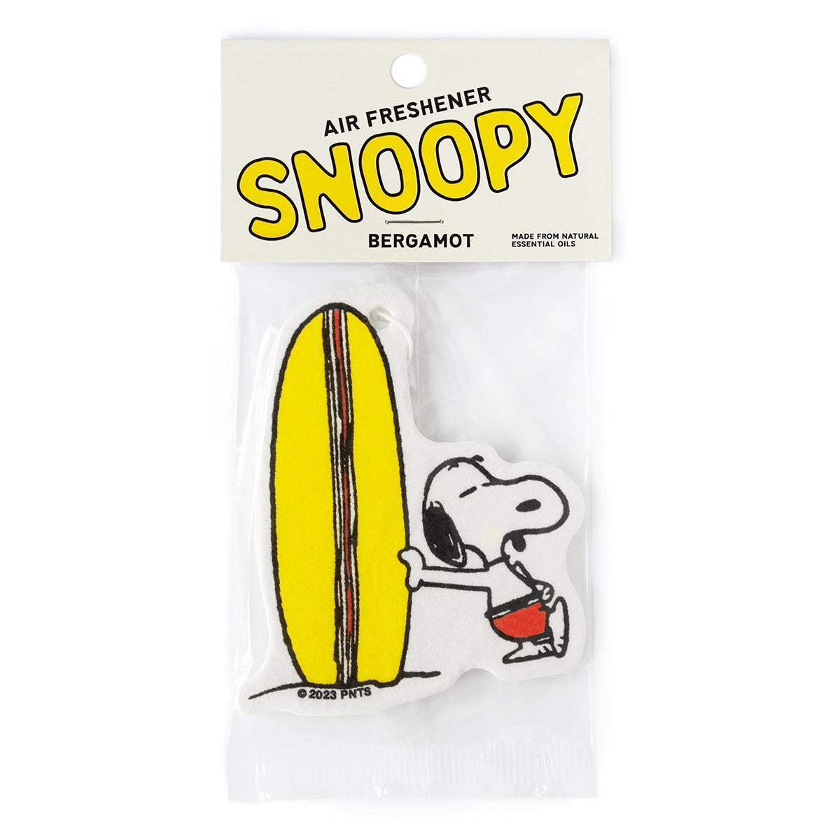 Three Potato Four Peanuts® Snoopy Surf Air Freshener in Bergamot scent, featuring a refreshing citrus fragrance and a playful Snoopy surf design, perfect for bringing a breezy, ocean-inspired vibe to your space.