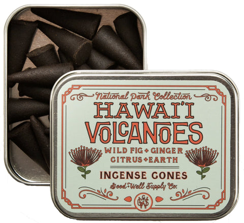 Good & Well Supply Co Hawai'i Volcanoes" Incense Cone Wild Fig ,Ginger, Citrus & Earth Front Detail