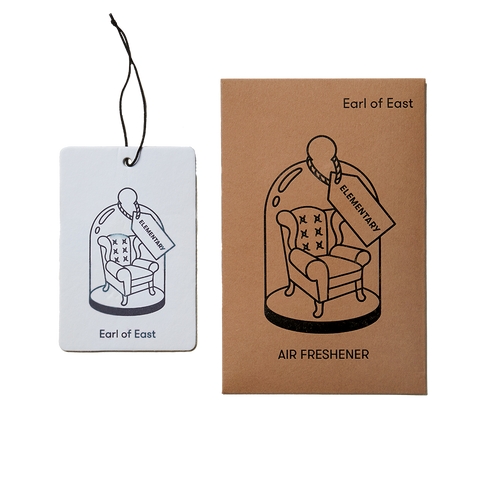 Earl of East Home & Car Card Air Freshener in Elementary scent, offering a rich blend of leather, tobacco leaf, and amber for a warm, sophisticated fragrance.