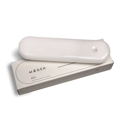 MÆGEN Lilo Glass Incense Holder, a sleek and modern design crafted from glass, perfect for holding incense sticks while adding a touch of elegance to any space.